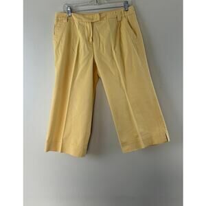 Women's Larry Levine Stretch Capri's Size 6 Yellow with Side Slit